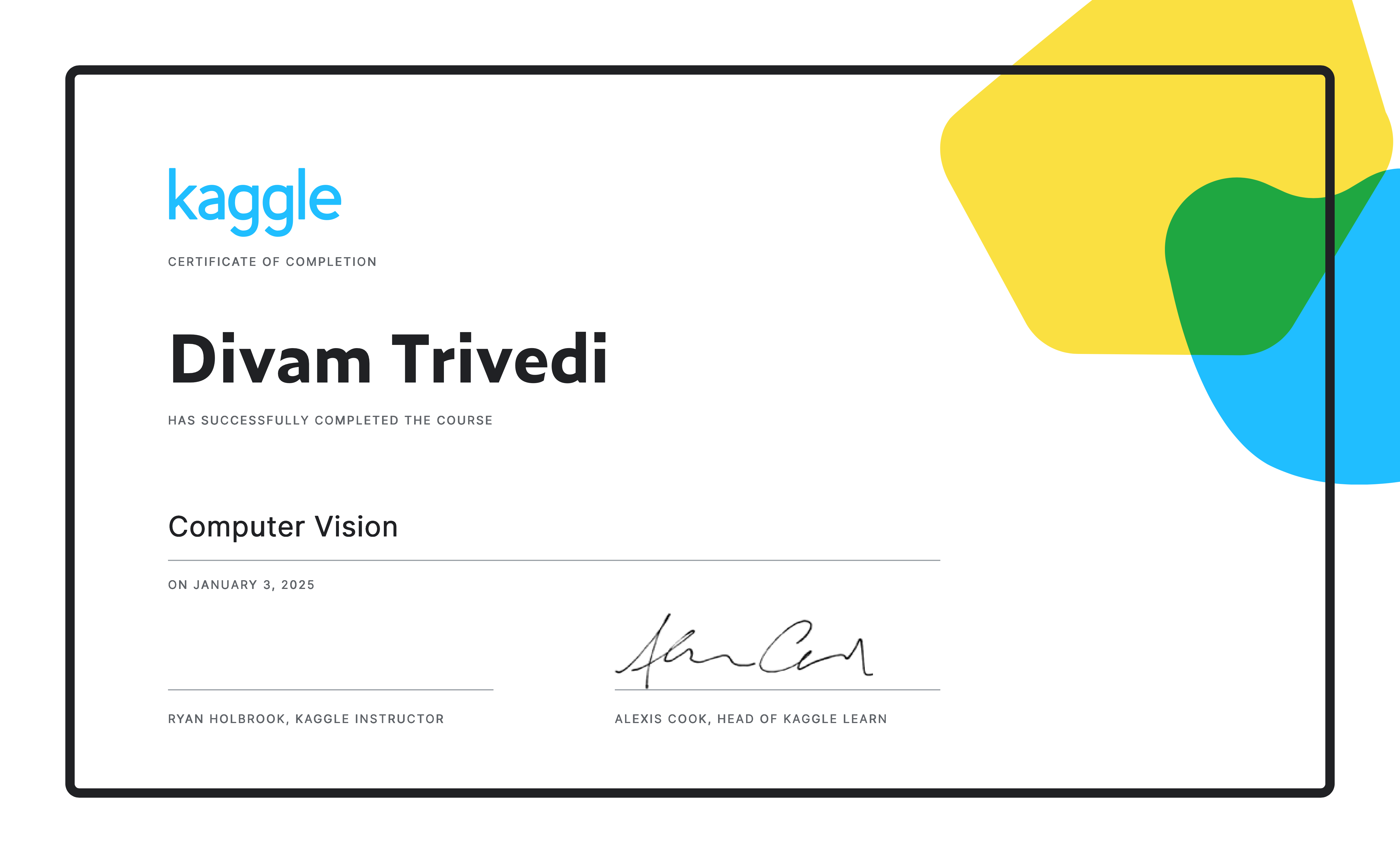 Computer Vision Certificate